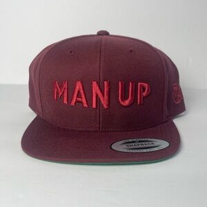 Man Up Snapback Hat Red One Size Adjustable Embroidered The Classics Yupoong PK